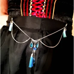 Charivari Kette fürs Dirndl,  Dirnd- Schmuck, Accessoire, Fest ,Trachten, Hochzeit, Quaste blau Trachtenschmuck