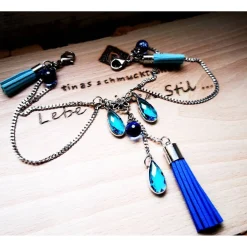 Charivari Kette fürs Dirndl,  Dirnd- Schmuck, Accessoire, Fest ,Trachten, Hochzeit, Quaste blau Trachtenschmuck
