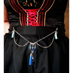 Charivari Kette fürs Dirndl,  Dirnd- Schmuck, Accessoire, Fest ,Trachten, Hochzeit, Quaste blau Trachtenschmuck