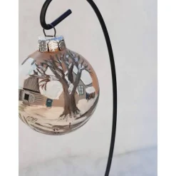 Sale Christbaumkugel/ Weihnachtskugel aus Glas 6cm mit wunderschönem winterlichen Landschaftsmotiv Baumschmuck