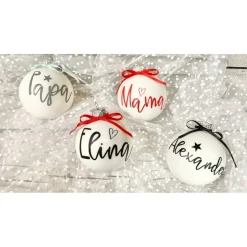Discount Christbaumkugeln / Weihnachtskugeln 8 cm personalisiert - mit Stern, Herz oder Pfotenherz über dem Namen Baumschmuck Personalisierbar