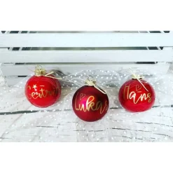 Discount Christbaumkugeln / Weihnachtskugeln 8 cm personalisiert - mit Stern, Herz oder Pfotenherz über dem Namen Baumschmuck Personalisierbar