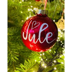 Discount Christbaumkugeln / Weihnachtskugeln 8 cm personalisiert - mit Stern, Herz oder Pfotenherz über dem Namen Baumschmuck Personalisierbar