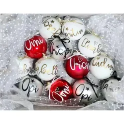 Discount Christbaumkugeln / Weihnachtskugeln 8 cm personalisiert - mit Stern, Herz oder Pfotenherz über dem Namen Baumschmuck Personalisierbar