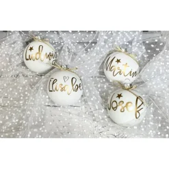 Discount Christbaumkugeln / Weihnachtskugeln 8 cm personalisiert - mit Stern, Herz oder Pfotenherz über dem Namen Baumschmuck Personalisierbar