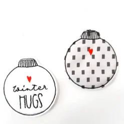 Baumschmuck|Afrosteff Christbaumkugeln aus Stoff im 4er Set, Geschenkanhänger bestickt