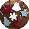 Best Christbaumschmuck 6 Anhänger Weihnachten | rot weiß grau | 5 -5,5 cm Baumschmuck