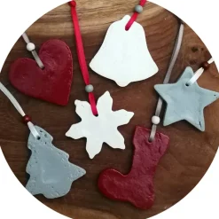 Best Christbaumschmuck 6 Anhänger Weihnachten | rot weiß grau | 5 -5,5 cm Baumschmuck