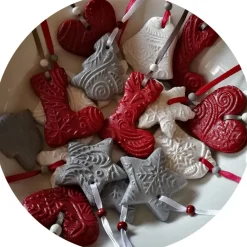 Sale Christbaumschmuck 12 Anhänger Weihnachten | rot weiß grau | 5 -5,5 cm Geschenkeanhänger