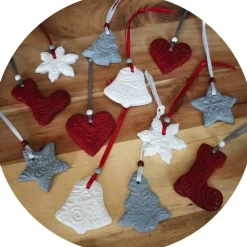 Sale Christbaumschmuck 12 Anhänger Weihnachten | rot weiß grau | 5 -5,5 cm Geschenkeanhänger