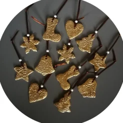 Best Christbaumschmuck 12 Anhänger Weihnachten | gold braun weiß | 5 -5,5 cm Baumschmuck