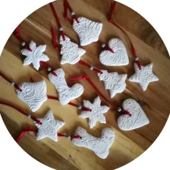 Christbaumschmuck 12 Anhänger Weihnachten | weiß rot grau | 5 -5,5 cm Baumschmuck