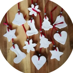 Christbaumschmuck 12 Anhänger Weihnachten | weiß rot grau | 5 -5,5 cm Baumschmuck