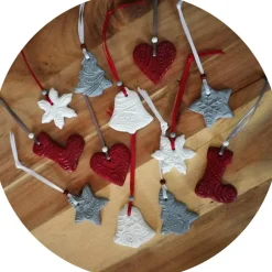 Baumschmuck|dbUniques Christbaumschmuck 12 Anhänger Weihnachten | rot weiß grau | 5 -5,5 cm