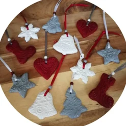 Baumschmuck|dbUniques Christbaumschmuck 12 Anhänger Weihnachten | rot weiß grau | 5 -5,5 cm