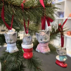 Best Christbaumschmuck - Süße Katzenbabys- Keramik Weihnachtsanhänger Baumschmuck