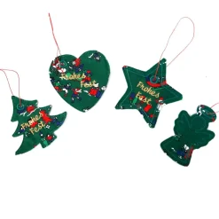 Clearance Christbaumschmuck 4er Set, Geschenkanhänger bestickt Baumschmuck