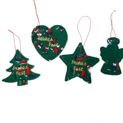 Clearance Christbaumschmuck 4er Set, Geschenkanhänger bestickt Baumschmuck