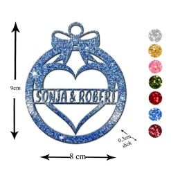 Baumschmuck Personalisierbar|Maus-Design Christbaumschmuck Personalisierbar - glitzer Weihnachtsschmuck mit Namen aus Acrylglas - Christbaumkugeln - Herz
