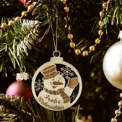 Sale Christbaumschmuck Personalisierbar - Weihnachtsschmuck mit Namen aus Holz - Rentier, Schneemann oder Pinguin Baumschmuck Personalisierbar