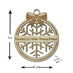 New Christbaumschmuck Personalisierbar - Weihnachtsschmuck mit Namen aus Holz - Schneeflocke,Herz oder Weihnachtsbaum Baumschmuck Personalisierbar