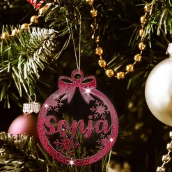 Sale Christbaumschmuck Personalisierbar - glitzer Weihnachtsschmuck mit Namen - Acrylglas - Christbaumkugeln - Schneeflocken Baumschmuck Personalisierbar