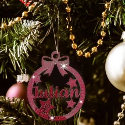 Baumschmuck Personalisierbar|Maus-Design Christbaumschmuck Personalisierbar - glitzer Weihnachtsschmuck mit Namen - Acrylglas - Christbaumkugeln - Sterne