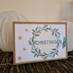 Weihnachtskarten|Teufelinchens_Ideen_Shop Christmas Card / Blätterkranz Weihnachten / Sternenkarte Festtage / Besinnliche Weihnachtskarten / Weihnachten