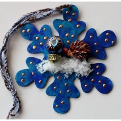 Clearance Collage BLAUER IGELZAUBER Wandbild Wanddeko Herbstdeko Schneeflocke Wandhänger Türdeko Anhänger Igel Handarbeit Herbst
