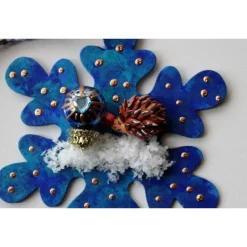 Clearance Collage BLAUER IGELZAUBER Wandbild Wanddeko Herbstdeko Schneeflocke Wandhänger Türdeko Anhänger Igel Handarbeit Herbst