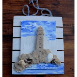 Kunst|Susanne Hiebl...die etwas andere Art! Collage LEUCHTTURM Sandbild Maritime Deko Muschelbild nettes Geschenk zu Valentinstag, Vatertag oder Muttertag