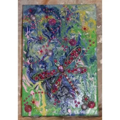 Discount Collage LIBELLENFLUG Acrylbild Malerei mit Acrylfarben Mixed Media Kunst direkt vom Künstler Kunst