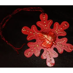 Discount Collage ROTER HERBSTZAUBER kleines Wandbild Wanddeko Herbstdeko Schneeflocke Wandhänger Türdeko  Herbstlaub Handarbeit Winter