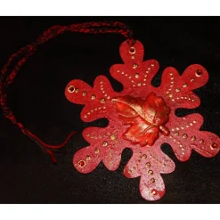 Discount Collage ROTER HERBSTZAUBER kleines Wandbild Wanddeko Herbstdeko Schneeflocke Wandhänger Türdeko  Herbstlaub Handarbeit Winter