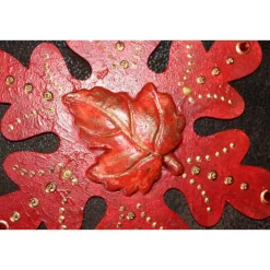 Discount Collage ROTER HERBSTZAUBER kleines Wandbild Wanddeko Herbstdeko Schneeflocke Wandhänger Türdeko  Herbstlaub Handarbeit Winter