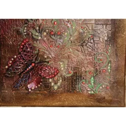 Collage SCHMETTERLING Acrylbild Malerei mit Acrylfarben in dunklen Farben Kunst