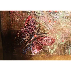 Collage SCHMETTERLING Acrylbild Malerei mit Acrylfarben in dunklen Farben Kunst