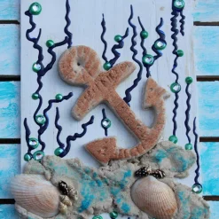 Hot Collage UNTER WASSER Sandbild Maritime Deko Muschelbild nettes Geschenk zu Valentinstag oder Muttertag Kunst