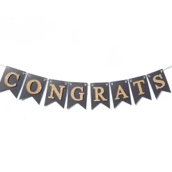 Geschenke|TiJaPapierDeko Congrats Glückwunsch Girlande in schwarz und gold Prüfung Bachelor Master Abitur Abschluss