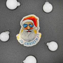 Outlet Cool Christmas holografischer Vinylsticker Motiv Santa mit Sonnenbrille | handgemachter Weihnachtsaufkleber Sticker & Aufkleber