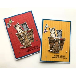 Sale 3D Geburtstagskarte mit Katzen und Schmetterlingen Glückwunschkarten