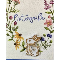 Best 3D Glückwunschkarte zu Ostern Florales Design Blau, bunt Handgefertigt A6 Hochformat Osterkarten
