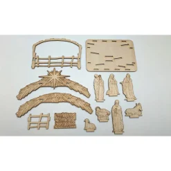 3D Holzkrippe Bausatz aus Balsa-Holz – Lasergeschnittene Weihnachtskrippe DIY zum Selberbauen Weihnachtsdeko