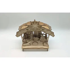 3D Holzkrippe Bausatz aus Balsa-Holz – Lasergeschnittene Weihnachtskrippe DIY zum Selberbauen Weihnachtsdeko
