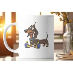 Geschenke|Katis Plotterei Dackel Tasse 325ml – Lustige Keramik Tasse mit Dackel-Illustration für Hundefans