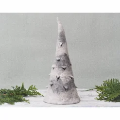 Best Deko Filz Tannenbaum in Grau/Weiß aus dem Naturmaterial Wolle in Handarbeit gefilzt Produkt #472110 Weihnachtsdeko