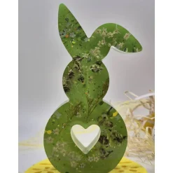 Best Deko Hase mit echten Blüten grün Osterdeko
