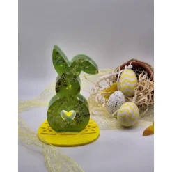 Best Deko Hase mit echten Blüten grün Osterdeko
