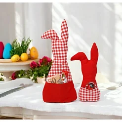 Outlet Deko Hasen im 2er Set mit befüllbaren Hosentaschen Ostergeschenke