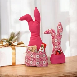 Hot Deko Hasen im 2er Set, Oster Deko, Stoffhasen, Osterhasen mit Tasche Ostergeschenke